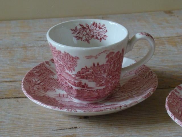 2x Espresso kop-en-schotel, Engels rood Ridgway, Meadowsweet, Ophalen of Verzenden