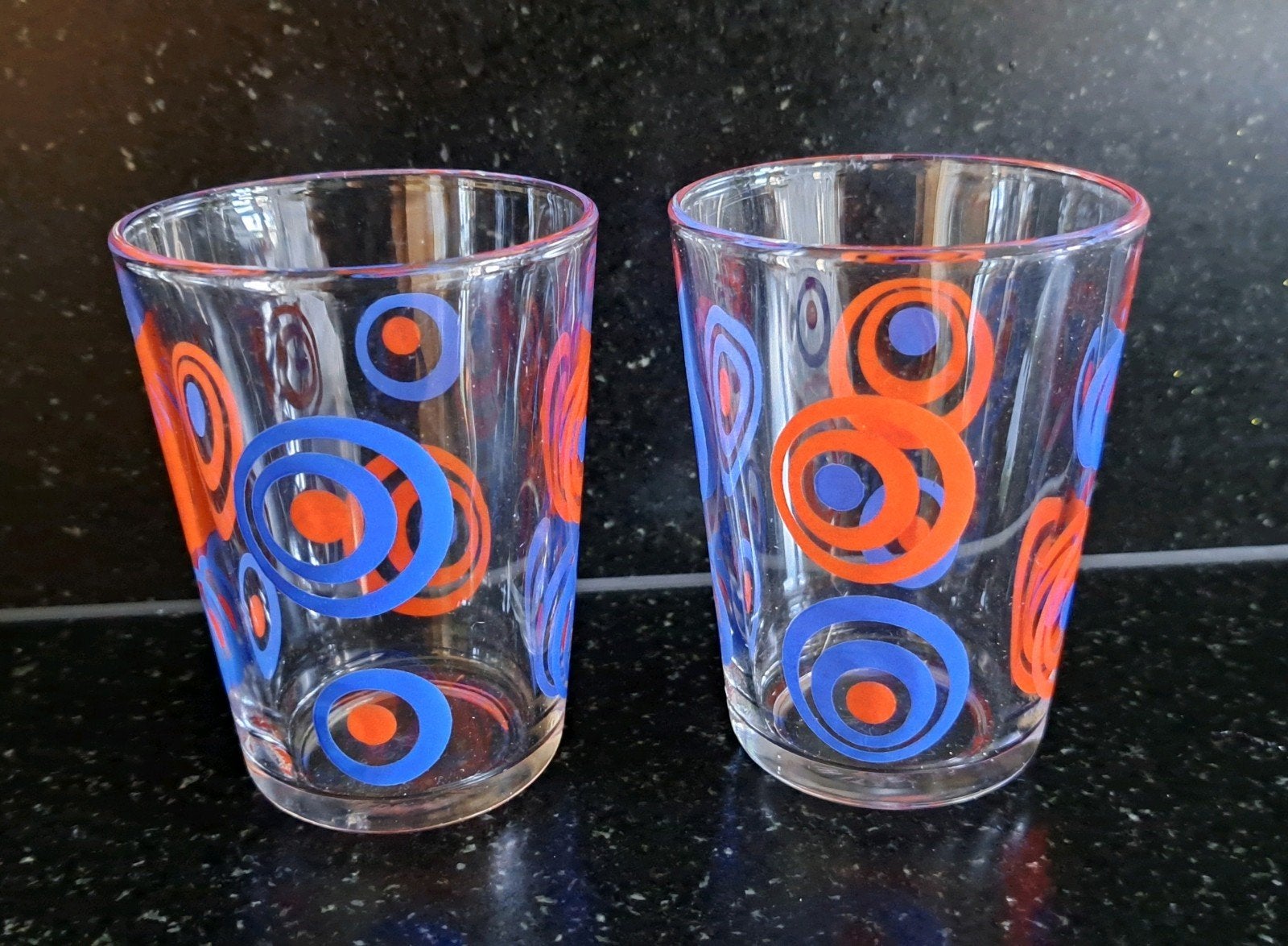 Vintage limonade glazen - rood en blauw, Verzamelen, Ophalen of Verzenden, Zo goed als nieuw, Frisdrankglas