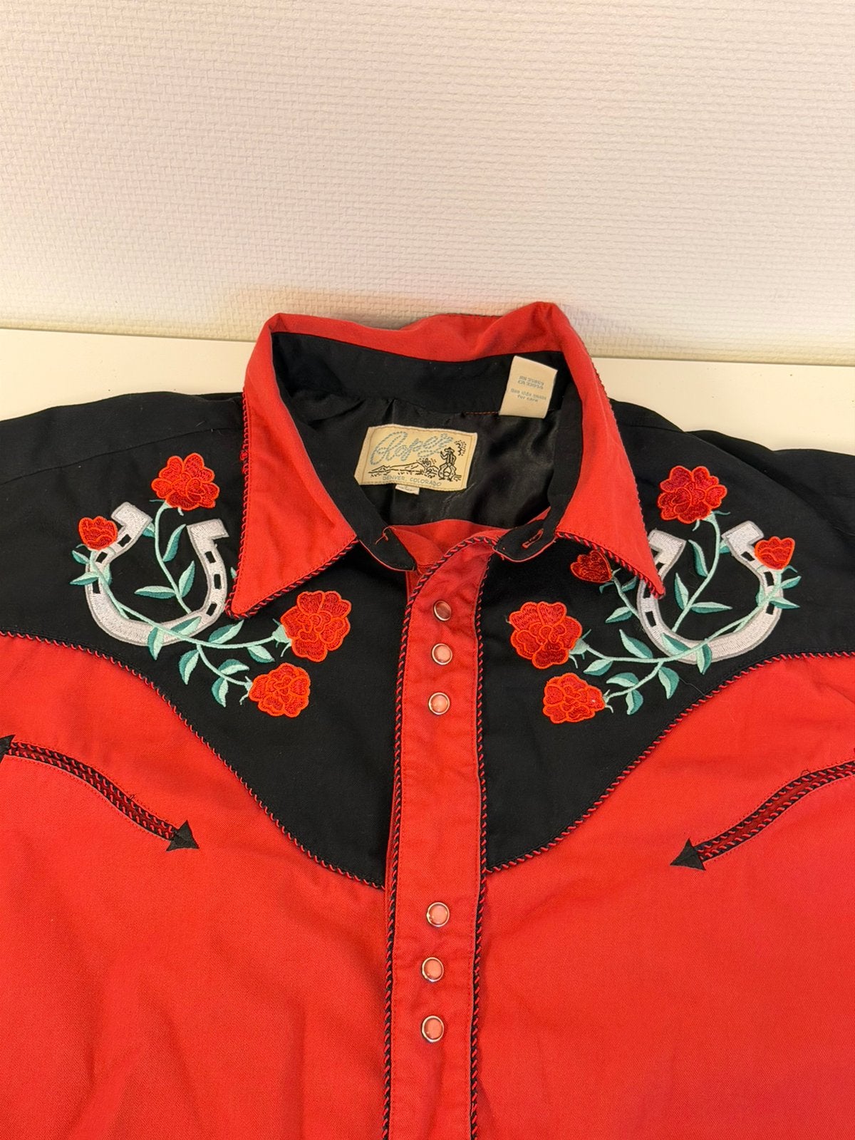 Roper Vintage Western Cowboy Overhemd 2XL XXL Rood Zwart, P, P, Ophalen of Verzenden, Zo goed als nieuw