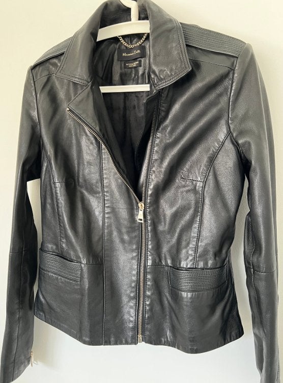 Massimo Dutti leren jas dames maat M, Kleding | Dames, Massimo Dutti, Zwart, Zo goed als nieuw, Ophalen