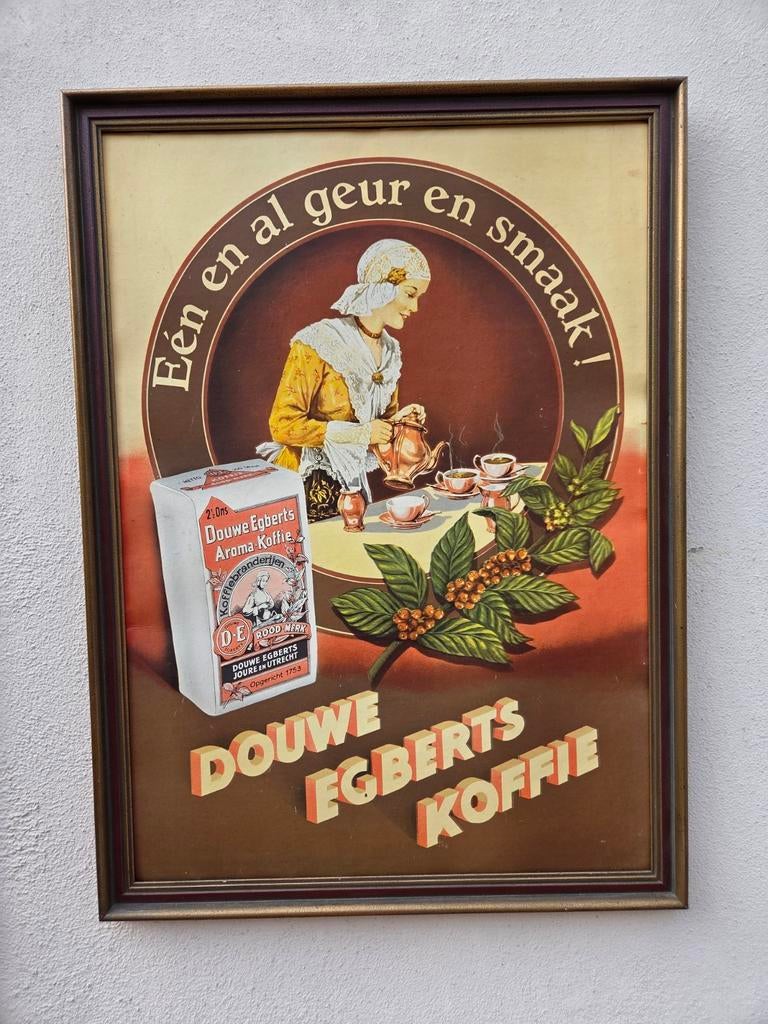 Vintage Douwe Egberts Koffie Reclamebord, Verzamelen, Merken en Reclamevoorwerpen, Ophalen of Verzenden, Gebruikt, Reclamebord