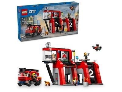 LEGO 60414 City Brandweerkazerne met brandweerwagen, City, Lego, Nieuw, Ophalen of Verzenden