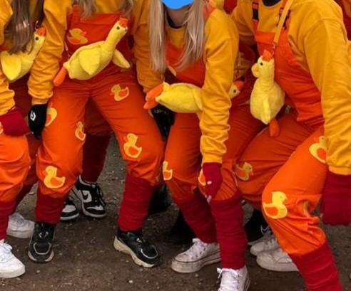 3x oranje eendjes tuinbroek, Ophalen of Verzenden, Maat 38/40 (M), Oranje of Koningsdag