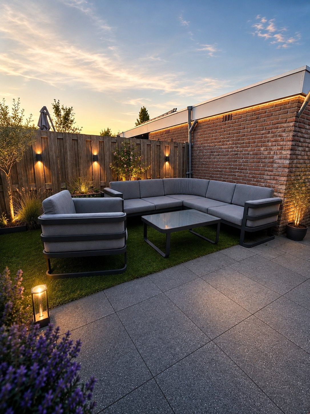 Moderne loungeset santika sovita aluminium, Ophalen, 5 zitplaatsen, Gebruikt, Aluminium