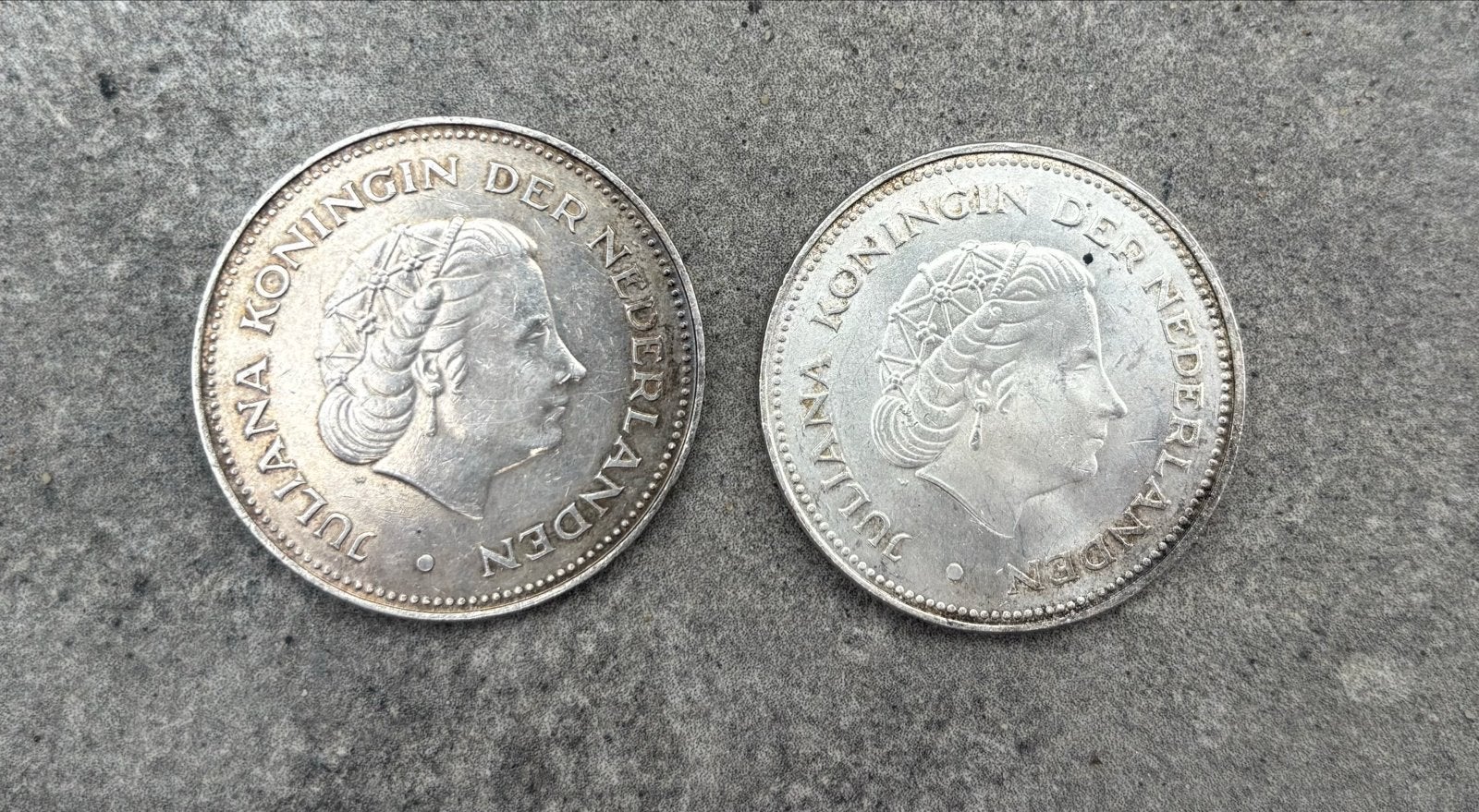 2x Zilveren 10 Gulden Juliana munten 1945-1970, Koningin Juliana, Zilver, Ophalen of Verzenden, Losse munt