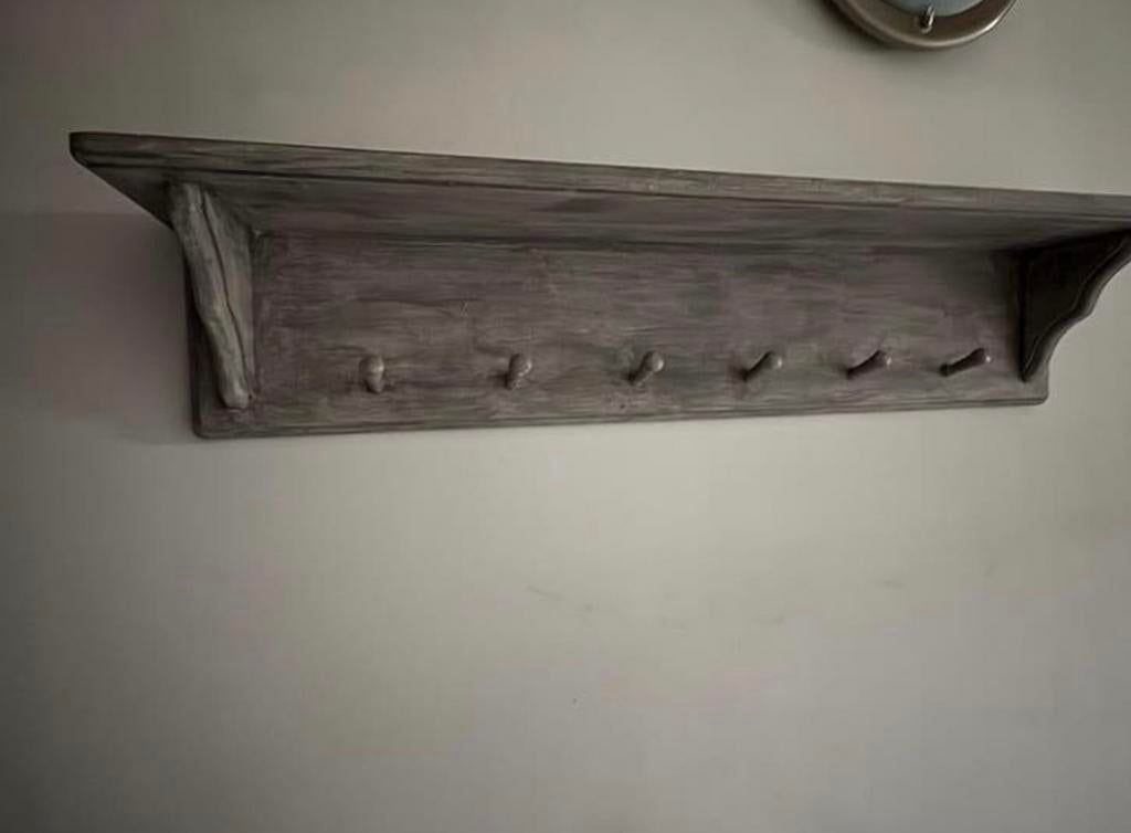 Landelijk stoere kapstok met plank - 98x21x19 cm, Huis en Inrichting, Woonaccessoires | Kapstokken, Gebruikt, Minder dan 100 cm