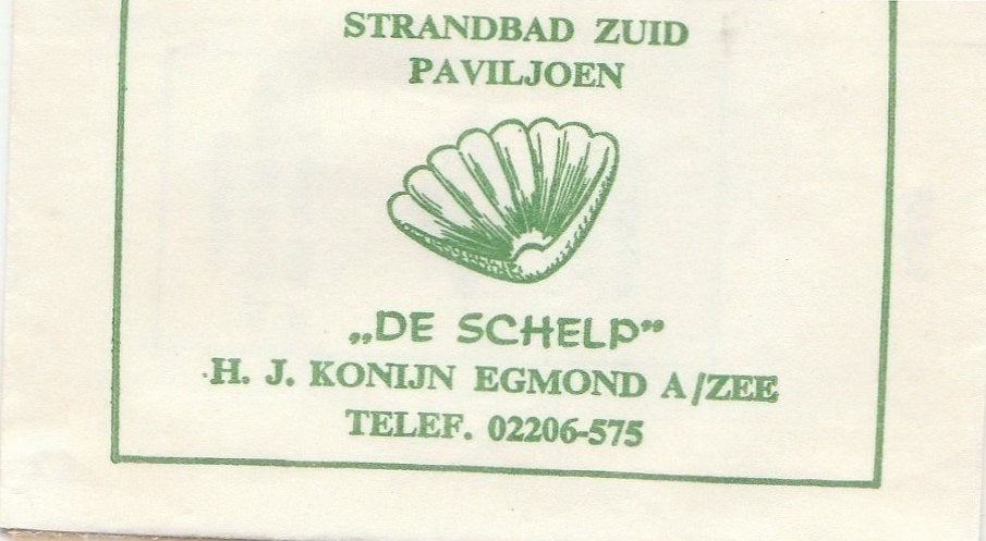 De Schelp Egmond aan Zee - H Konijn - strandbad Zuid schelp, Ophalen of Verzenden