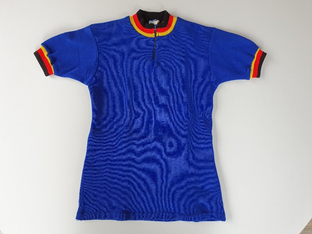 Vintage wielershirt met Duitse tricolore accenten, Sport en Fitness, Wielrennen, Ophalen of Verzenden, Gebruikt, Kleding