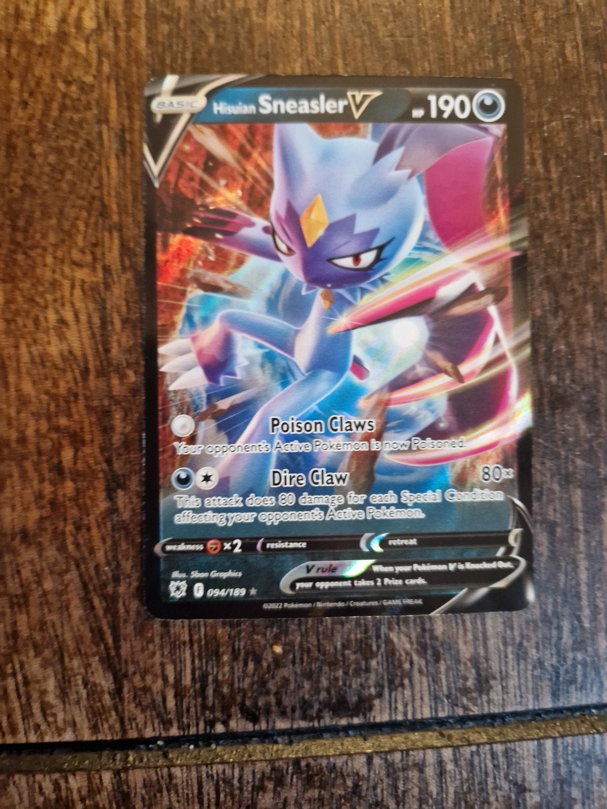 Hisuian Sneasler V Pokémon Kaart - 094/189, Ophalen of Verzenden, Zo goed als nieuw, Losse kaart