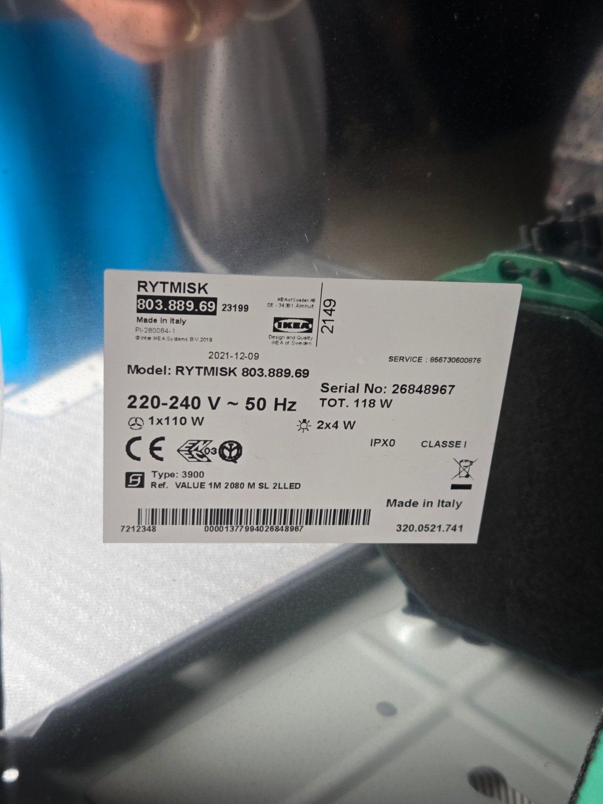 IKEA Rytmisk Afzuigkap 803.889.69 - Zo goed als nieuw, Ophalen, Onderbouw afzuigkap, Zo goed als nieuw, Vrijstaand