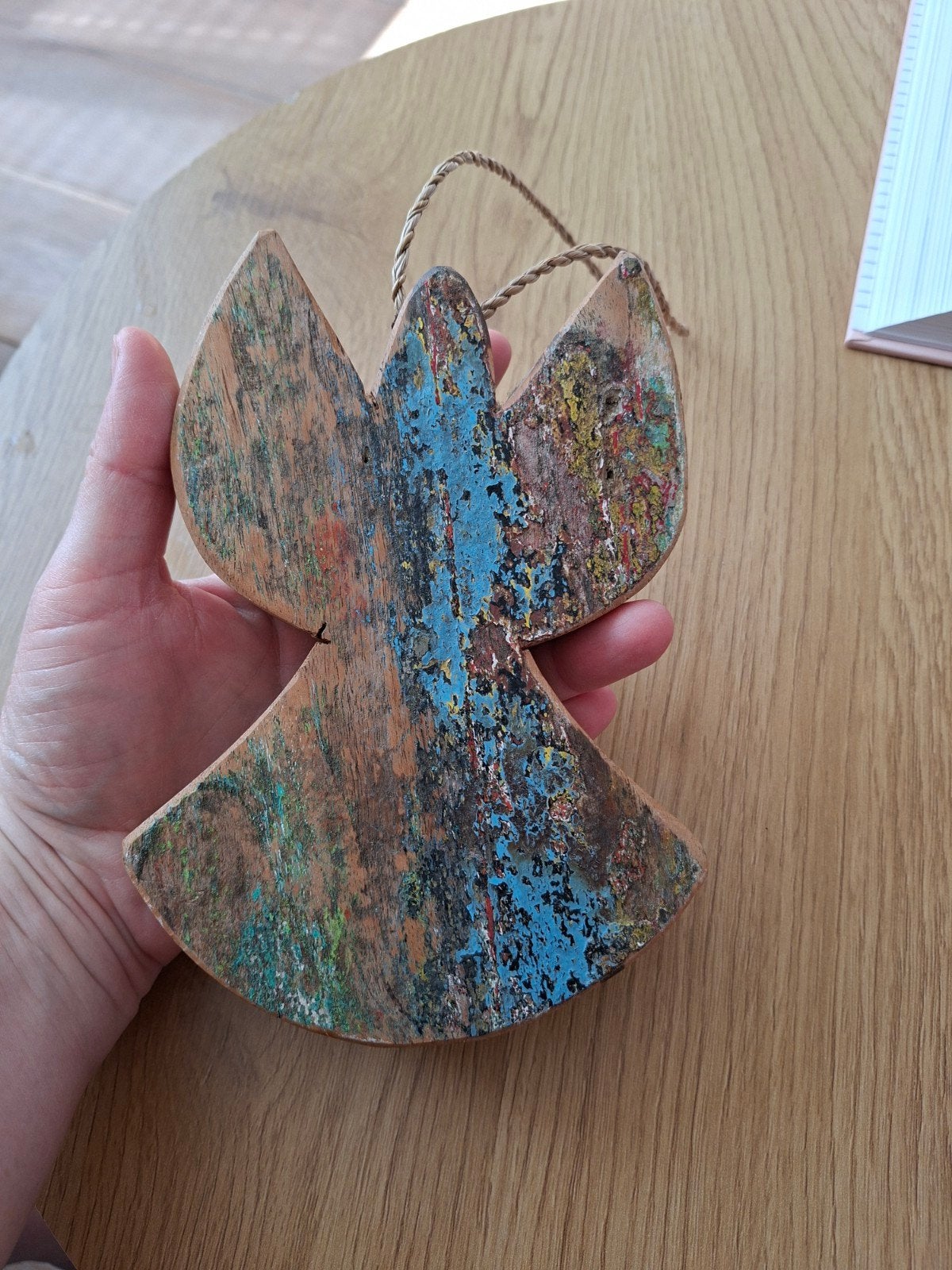 Unieke houten engel decoratie - gerecycled hout, Antiek en Kunst, Ophalen of Verzenden