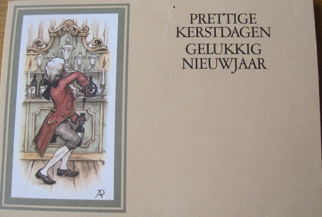 Anton Pieck - Lakei ontkurkt fles, Verzamelen, Ansichtkaarten | Themakaarten, Verzenden, 1980 tot heden, Gelopen, Overige thema's