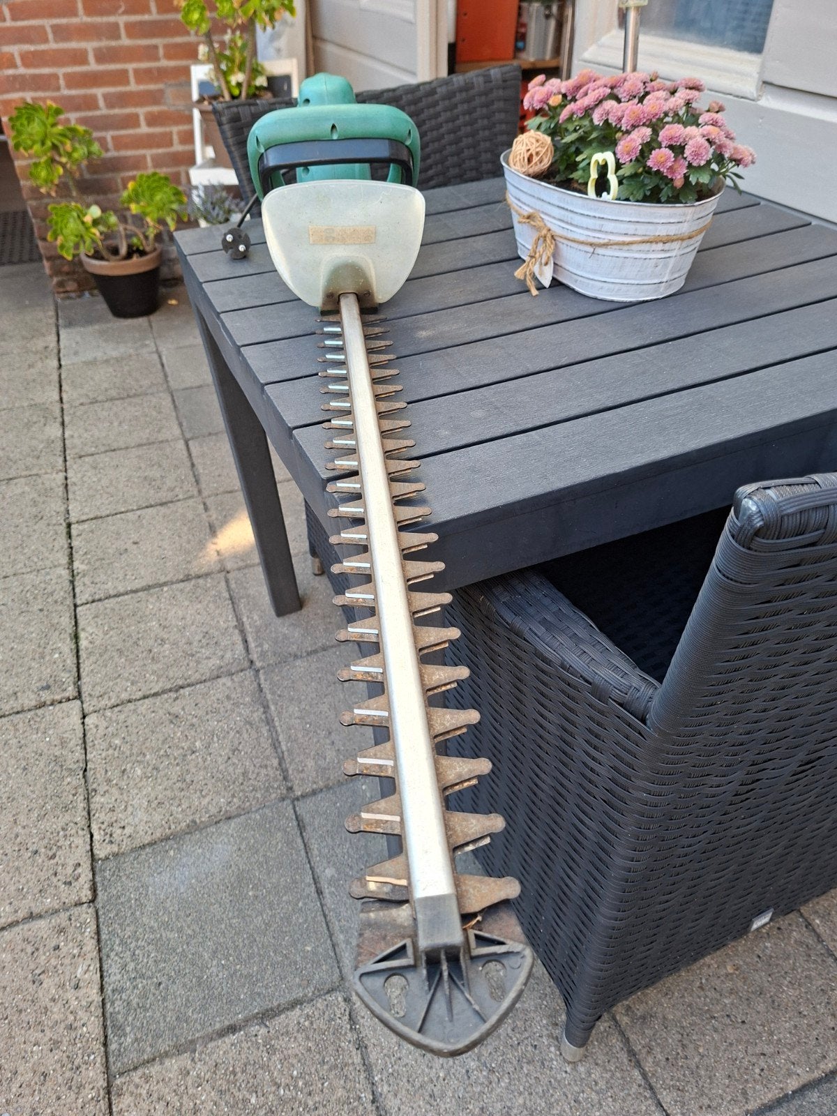 eletriese heggenschaar 70 cm messen, Tuin en Terras, Ophalen, 2 zitplaatsen