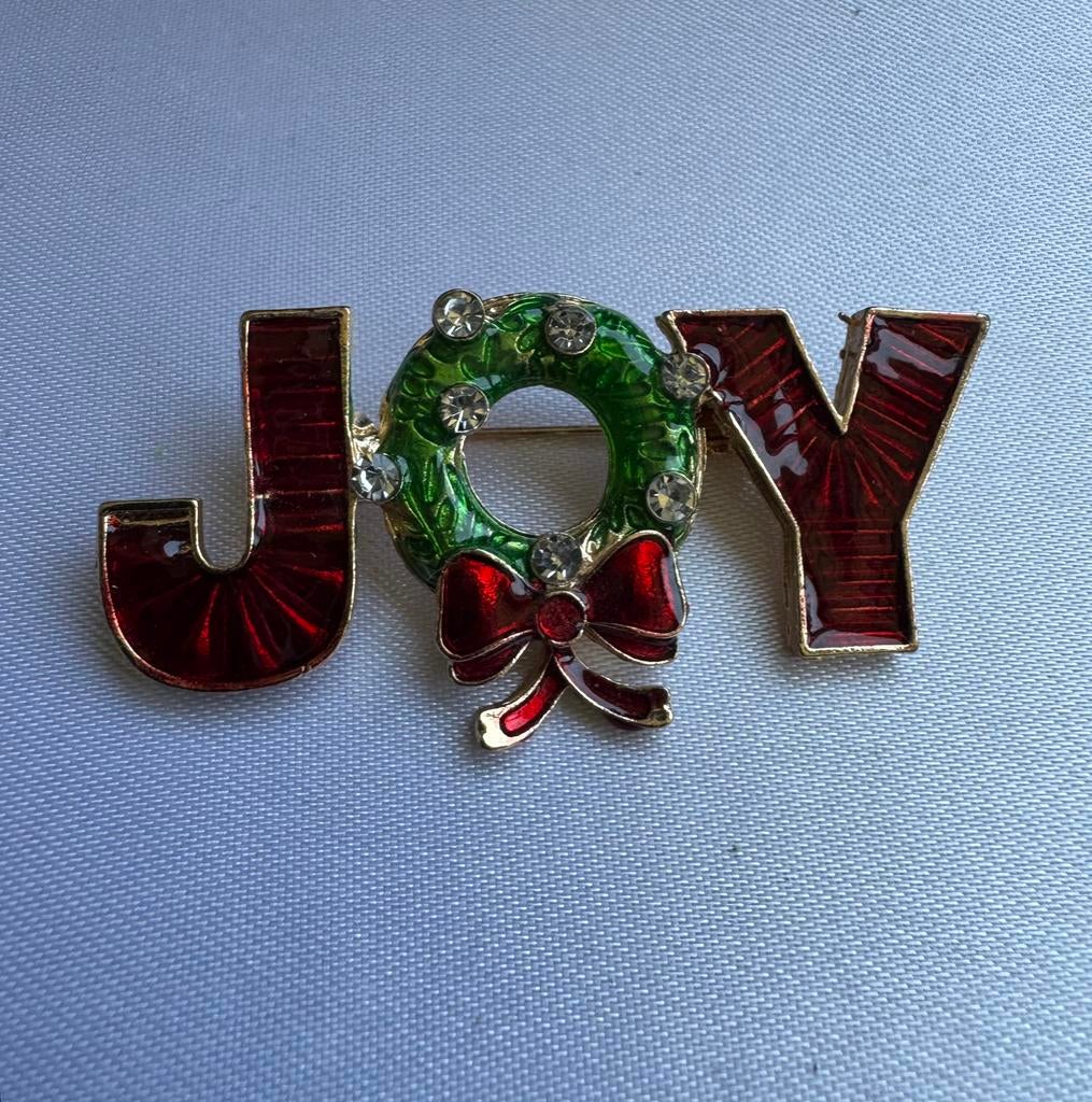 Joy Brooch . Joy Rhinestone Brooch Pin . Christmas Brooch, Sieraden, Tassen en Uiterlijk, Broches, Verzenden, Zo goed als nieuw