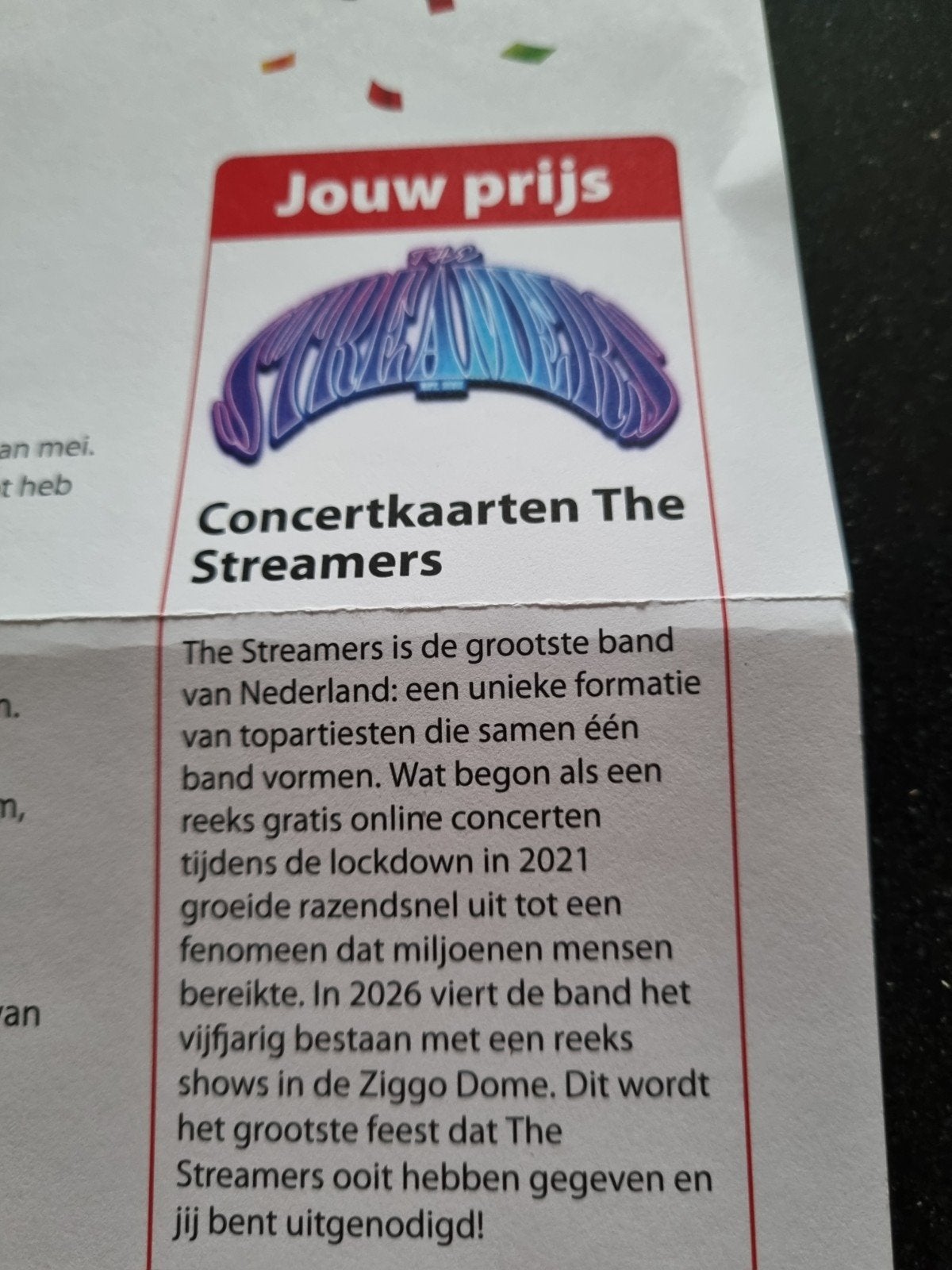 Concertkaarten the streamers Ziggo dome, Tickets en Kaartjes, Concerten | Nederlandstalig, Twee personen, Oktober