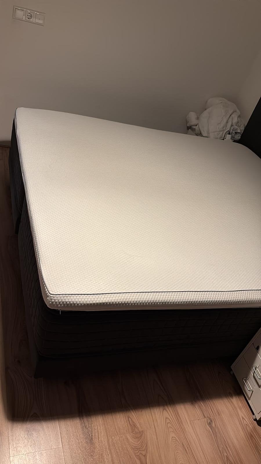 Swiss Sense Boxspring 180x200 met topper en hoofdbord, Ophalen, Blauw, Tweepersoons, Zo goed als nieuw
