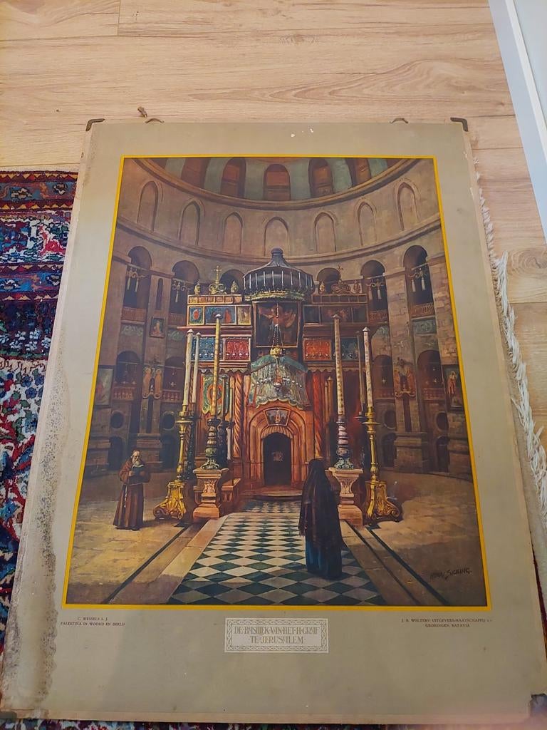 De basiliek van het graf te Jeruzalem (100 x 70 cm), Antiek en Kunst, Ophalen of Verzenden