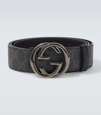 Gucci GG Supreme Riem met Interlocking G Gesp - 110 cm, Kleding | Heren, Zo goed als nieuw, Riem of Ceintuur, Echt leder, Zwart
