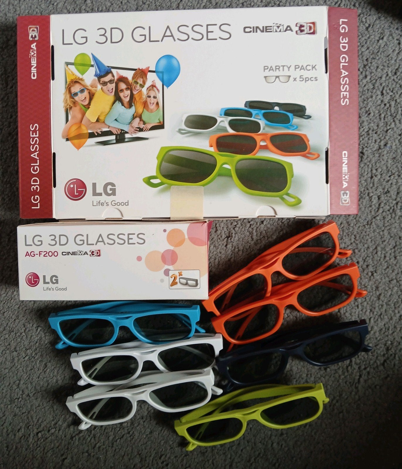 LG 3D Brillen Party Pack (7 stuks) - Cinema 3D, Gebruikt, 50 Hz, Ophalen of Verzenden, 100 cm of meer