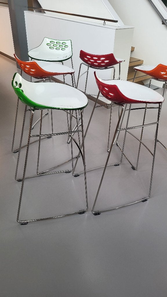 6 JAM barkrukken van Calligaris, Ophalen, 60 tot 90 cm, Metaal, Gebruikt