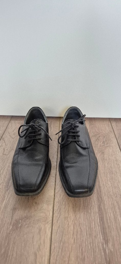 Nette zwarte lederen herenchoenen maat 41, Zwart, Ophalen of Verzenden, Zo goed als nieuw, Veterschoenen