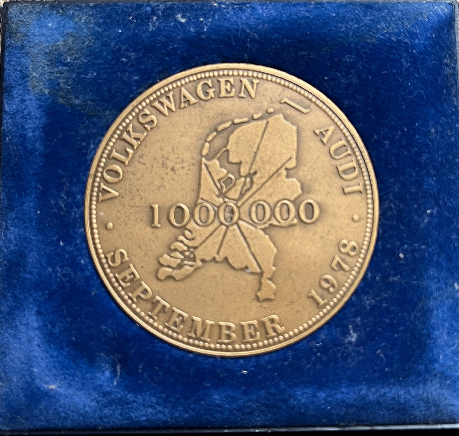 Penning Pon miljoenste auto Volkswagen en Audi 1978, Ophalen of Verzenden, Brons, Nederland