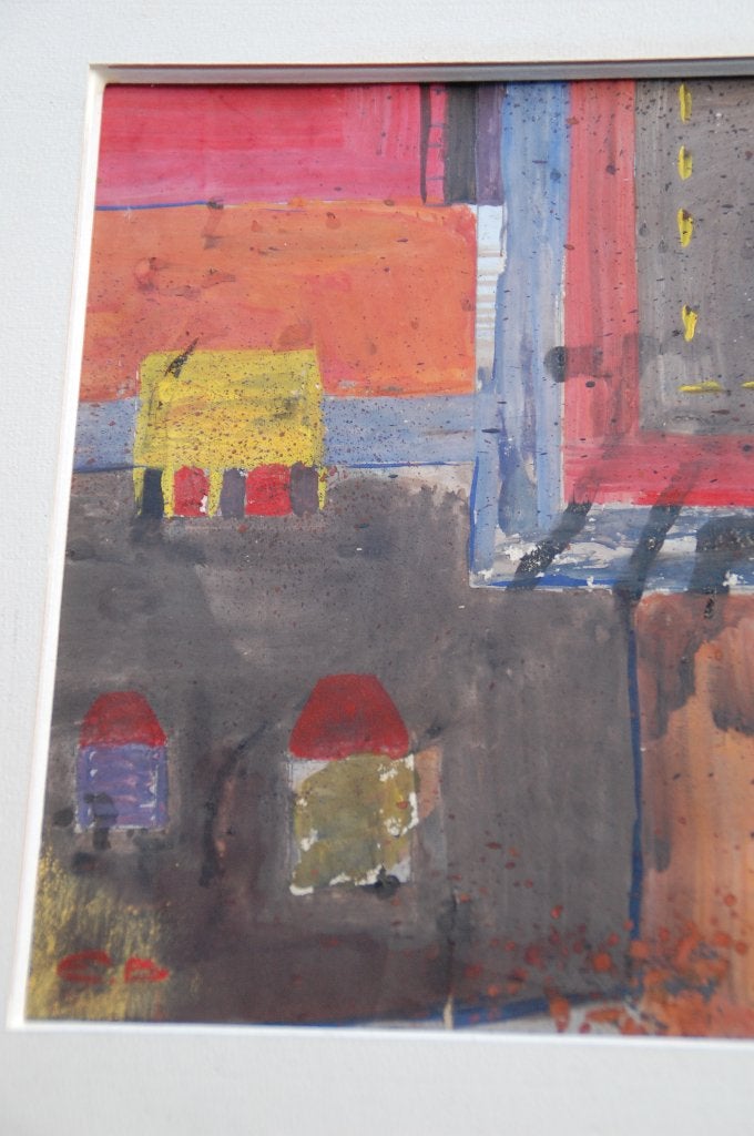 Een schilderij op papier gemerkt draagt de naam e.b, Ophalen of Verzenden, Schilderij