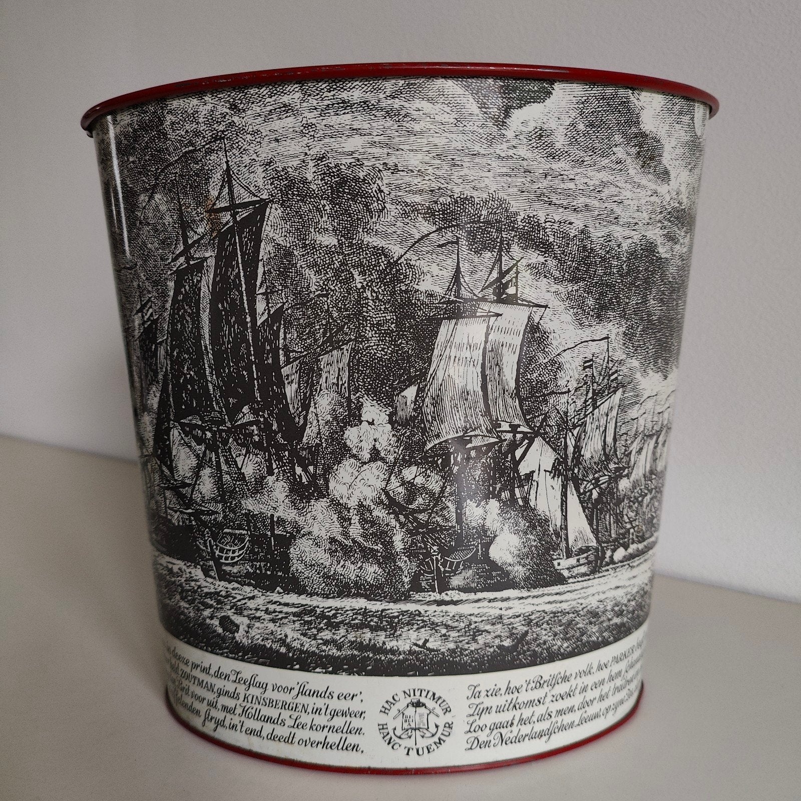 Vintage Tomado prullenbak jaren 70 Zeeslag Doggersbank 1781, Ophalen of Verzenden, Huis en Inrichting