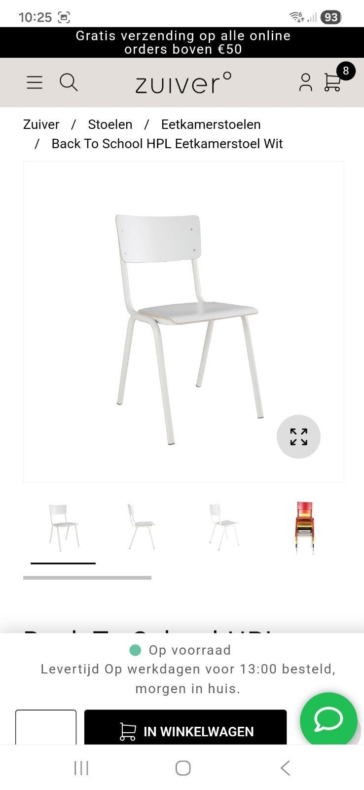 8x  Back to School  Eetkamerstoelen Wit, Huis en Inrichting, Stoelen, Ophalen, Wit, Nieuw, Vijf, Zes of meer stoelen
