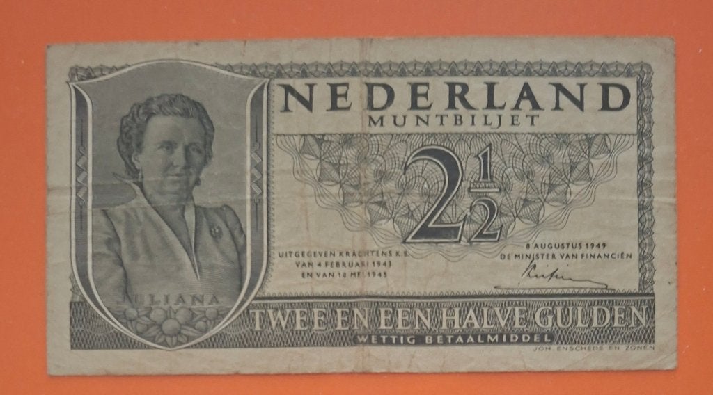 Muntbiljet 2,5 gulden 1949 Juliana, cat. PL17.a, Postzegels en Munten, Bankbiljetten | Nederland, Verzenden, 2½ gulden, Los biljet