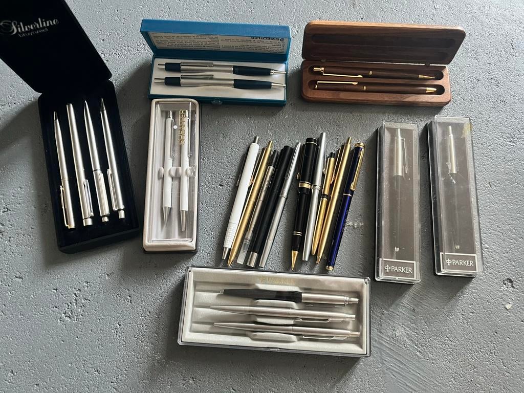 Verzameling pennen Parker Schaeffer papermate balpennen, Verzamelen, Pennenverzamelingen, Ophalen of Verzenden, Gebruikt, Balpen