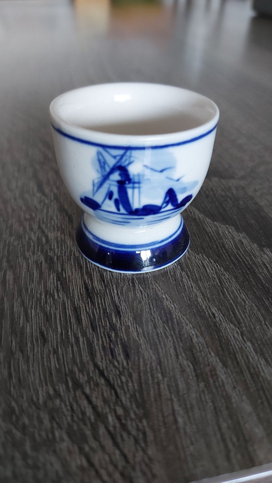 Eierdopje met blauw Hollands motief - Delfts blauw stijl, Antiek en Kunst, Ophalen of Verzenden