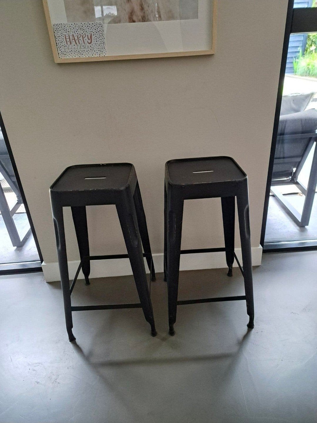 ijzeren kruk zwart industrieel 15 euro per stuk, Huis en Inrichting, Ophalen, 60 tot 90 cm, Zo goed als nieuw, Metaal