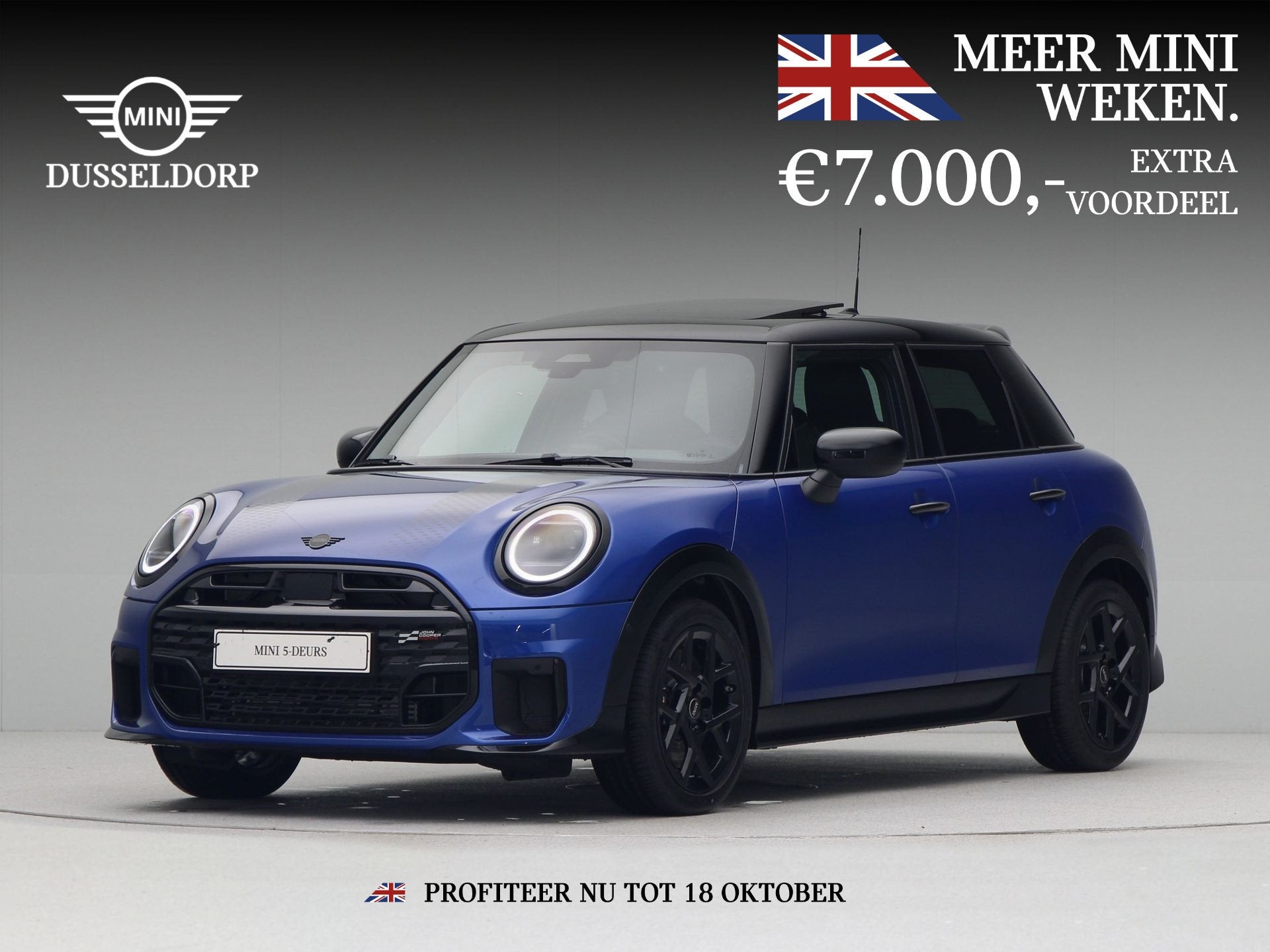 MINI 5-deurs Cooper C John Cooper Works Pakket M PRIVATE LEA, Auto's, 156 pk, Blauw, Parkeerassistent, Bedrijf
