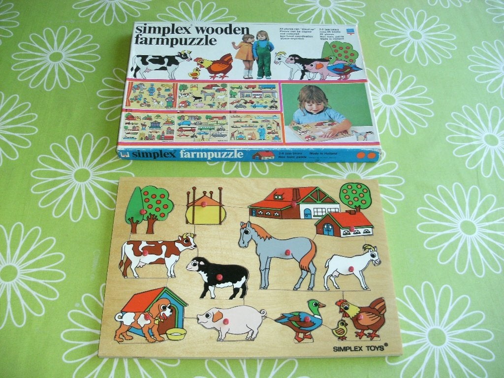 Simplex houten boerderij puzzel, Ophalen of Verzenden, Minder dan 10 stukjes, Gebruikt, Van hout