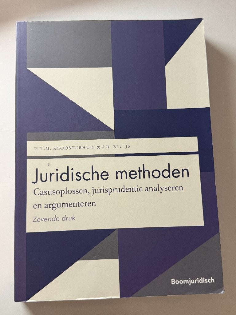 Juridische methoden – 7e druk, Boeken, Studieboeken en Cursussen, Boomjuridisch, Zo goed als nieuw, Gamma, HBO