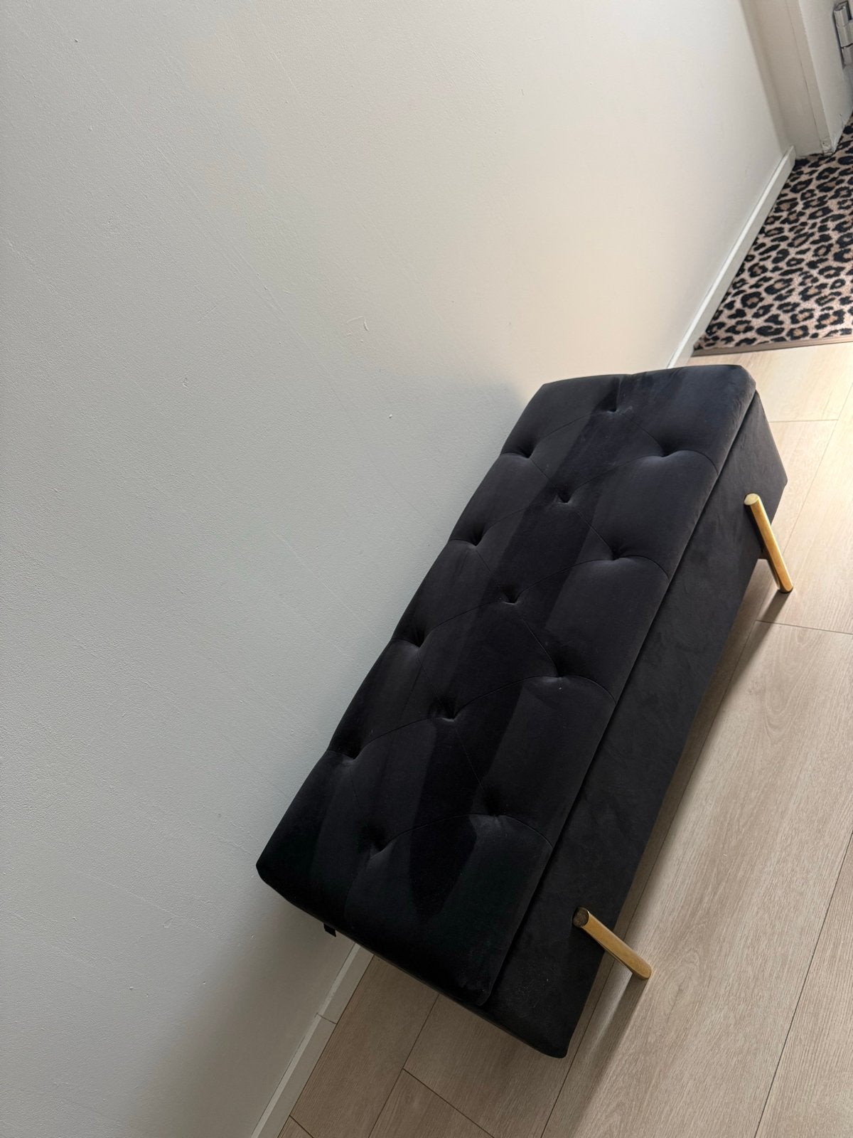 Halbank / gangbankje zwart met gouden pootjes, Ophalen, Minder dan 75 cm, Tweepersoons, Zo goed als nieuw
