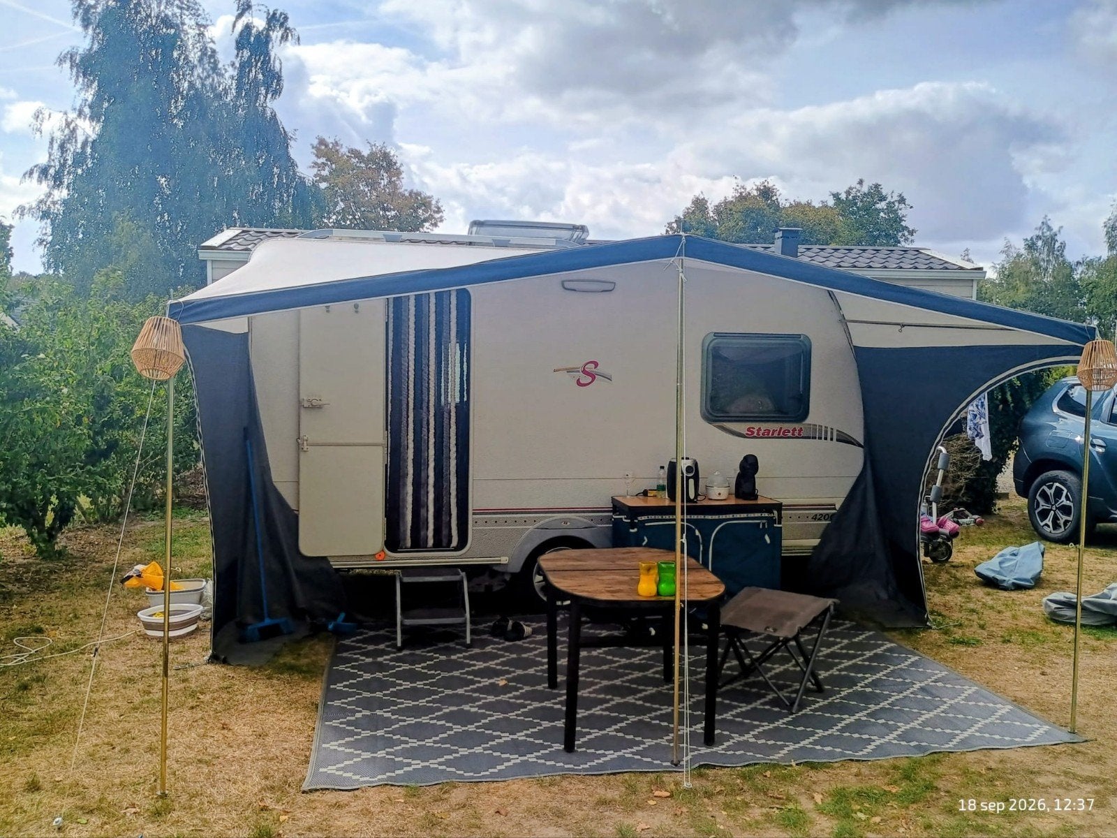 Sterckeman CP 420 Lichtgewicht Caravan met Voortent & Mover, Treinzit, Particulier, 4 tot 5 meter, Tot en met 4