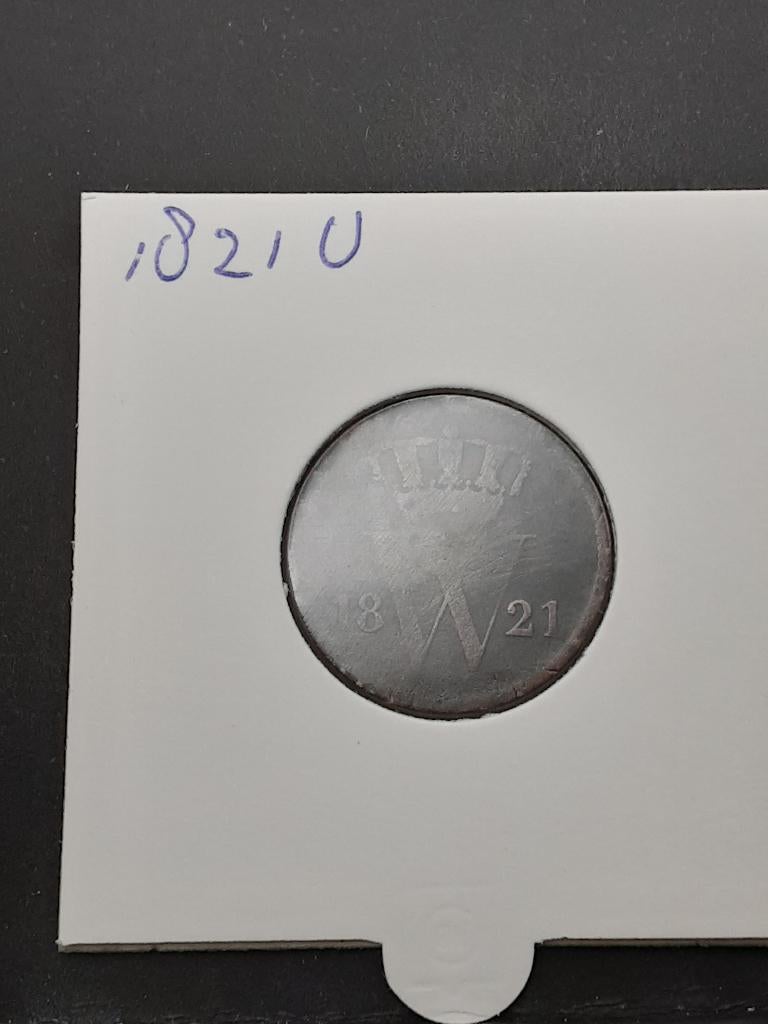 1 cent 1821 U Koning Willem I, Postzegels en Munten, Munten | Nederland, Ophalen of Verzenden, Koning Willem I, 1 cent, Losse munt