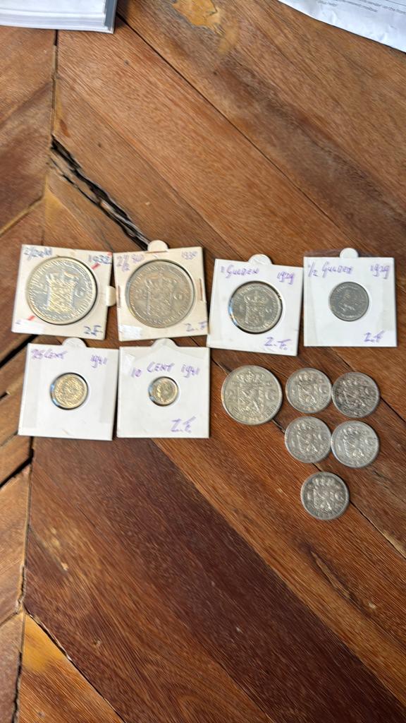 Zilveren munten leuke collectie van 12 munten, Ophalen of Verzenden, Koningin Wilhelmina, Zilver