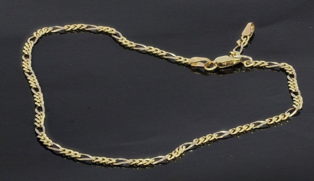 Figaro luxe 14k gouden enkelband armband dames heren bicolor