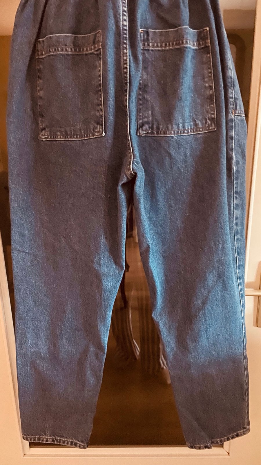 Spijkerbroek met elastiek en knoop, maat 42, Ophalen of Verzenden, Zo goed als nieuw, Blauw, W33 - W36 (confectie 42/44)
