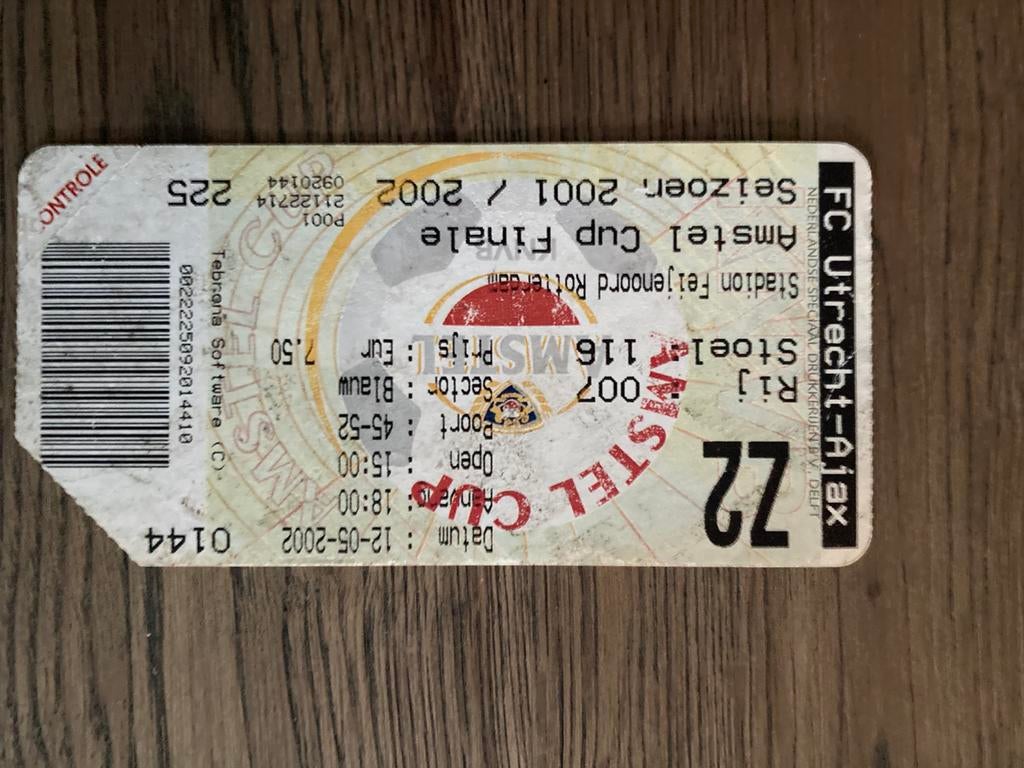 TICKET FC UTRECHT-AJAX BEKERFINALE 2002, Ophalen of Verzenden, Zo goed als nieuw, Ajax, Overige typen