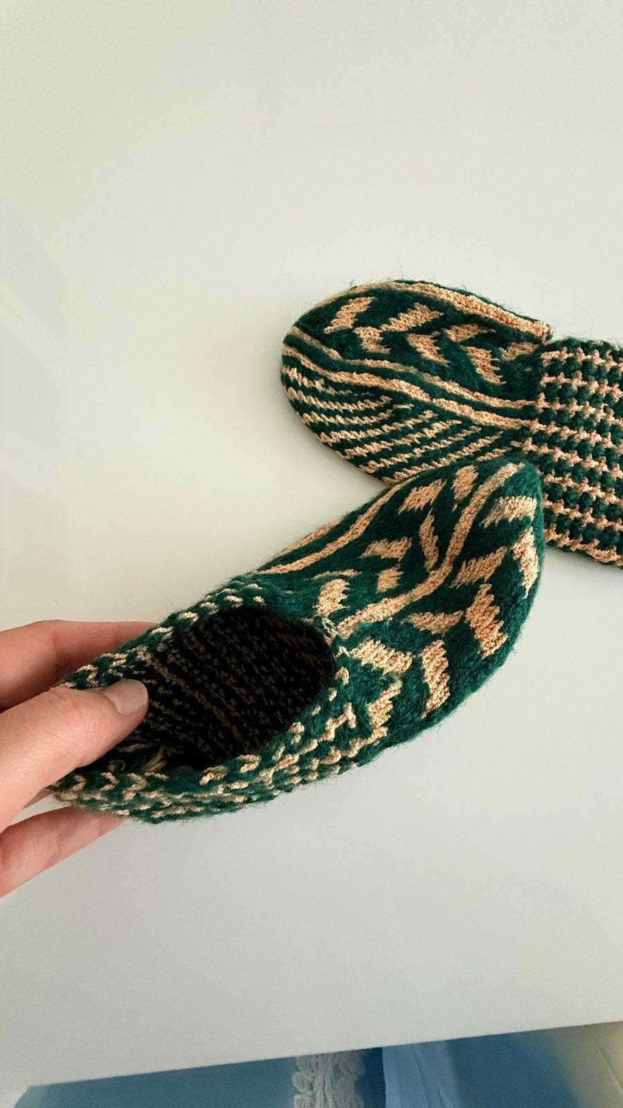 Handgemaakte gebreide Turkse slofjes - Maat 36-39, Ophalen of Verzenden, Nieuw, Groen, Pantoffels of Sloffen