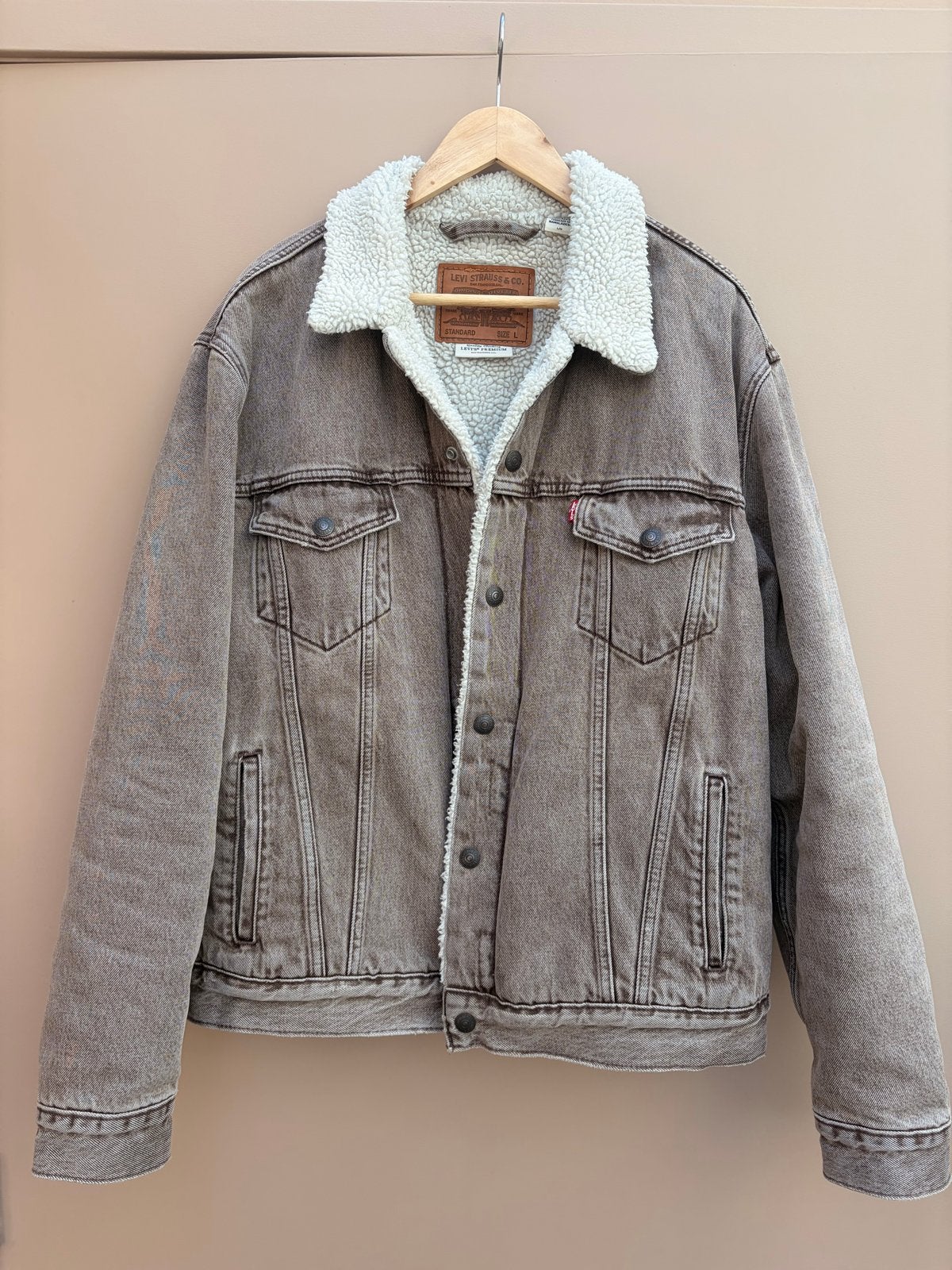 Levi's Sherpa Trucker Jacket - Maat L, Ophalen of Verzenden, Zo goed als nieuw, Maat 52/54 (L), Bruin