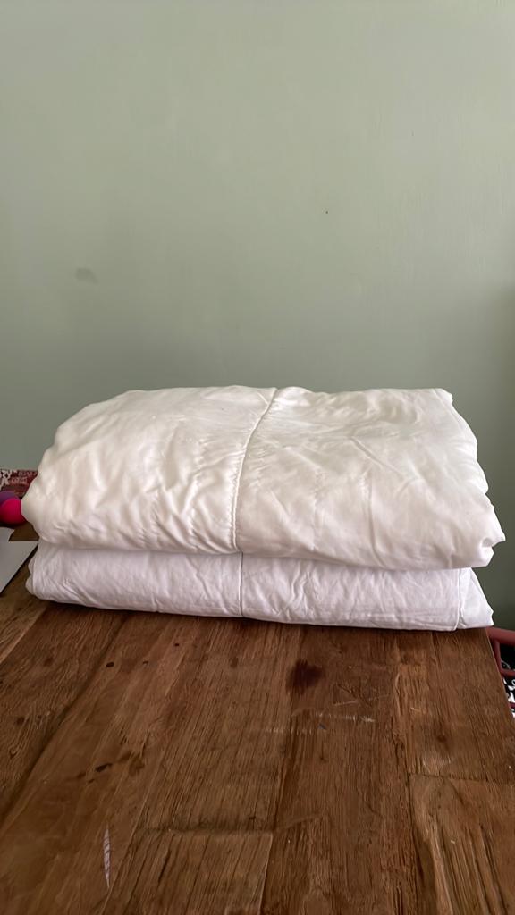 Gratis 1 persoons delbedden, Huis en Inrichting, Slaapkamer | Beddengoed, Ophalen, Gebruikt, Eenpersoons, Wit