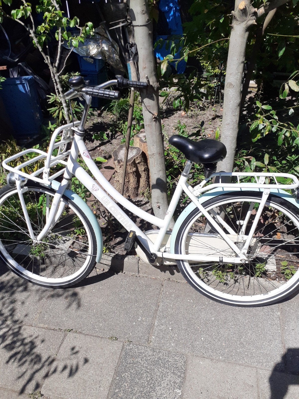 Cortina U4 Transportfiets Dames - Wit/Mintgroen, Terugtraprem, Gebruikt, 50 tot 53 cm, Ophalen