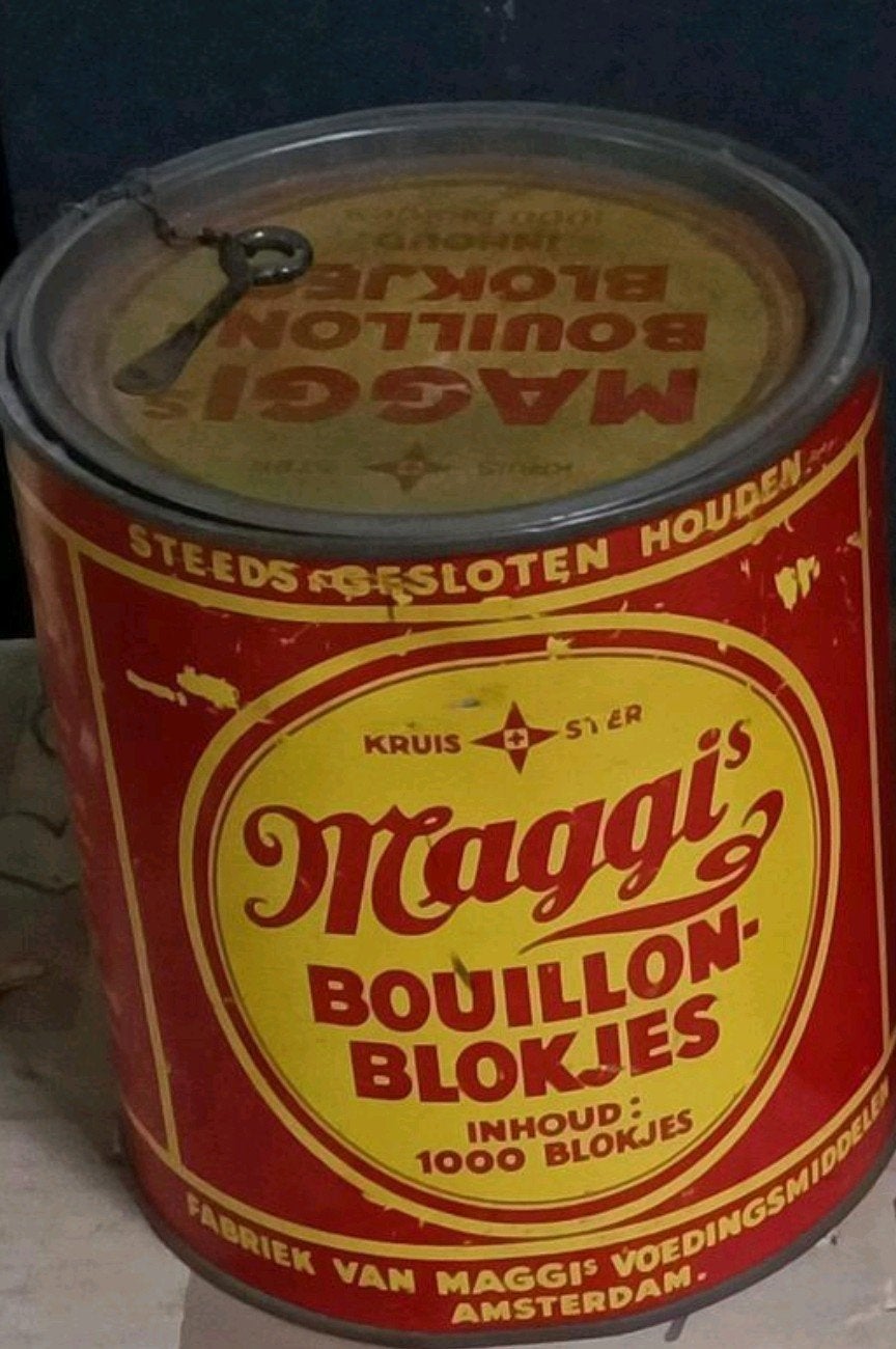 Vintage Maggi Bouillon Blik met originele klep, Ophalen of Verzenden, Gebruikt, Overige, Overige merken