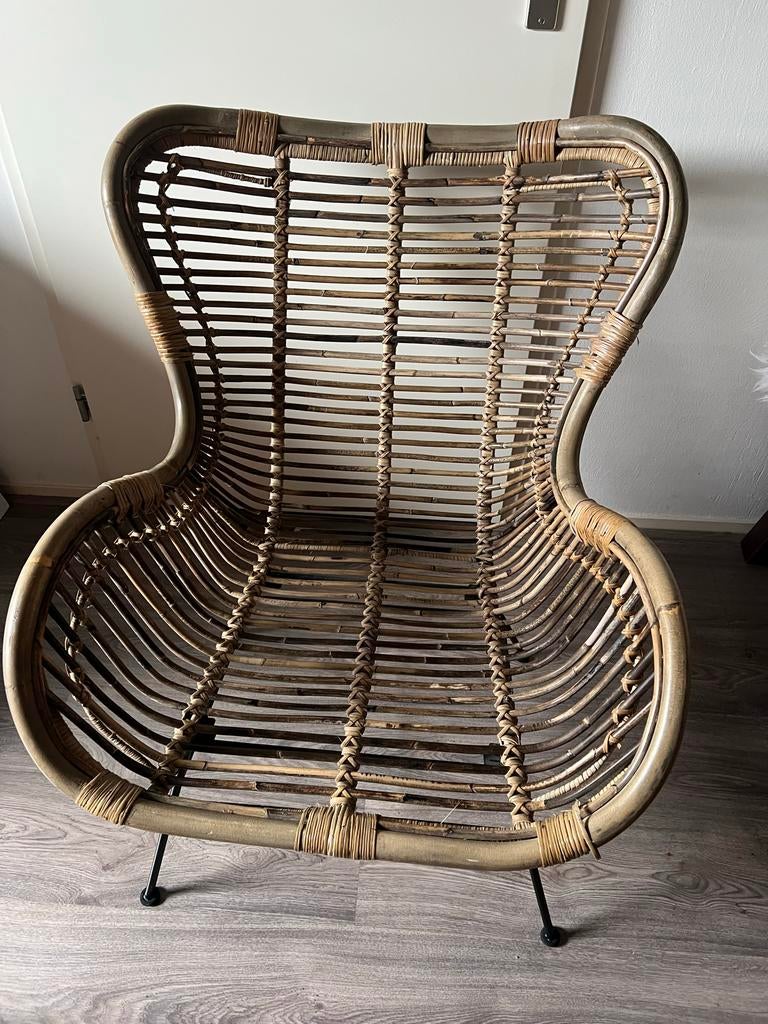 Stijlvolle Vlinderstoel van Riet/Rotan - Gebruikt, Huis en Inrichting, Stoelen, Gebruikt, Bruin, Riet of Rotan, Ophalen of Verzenden