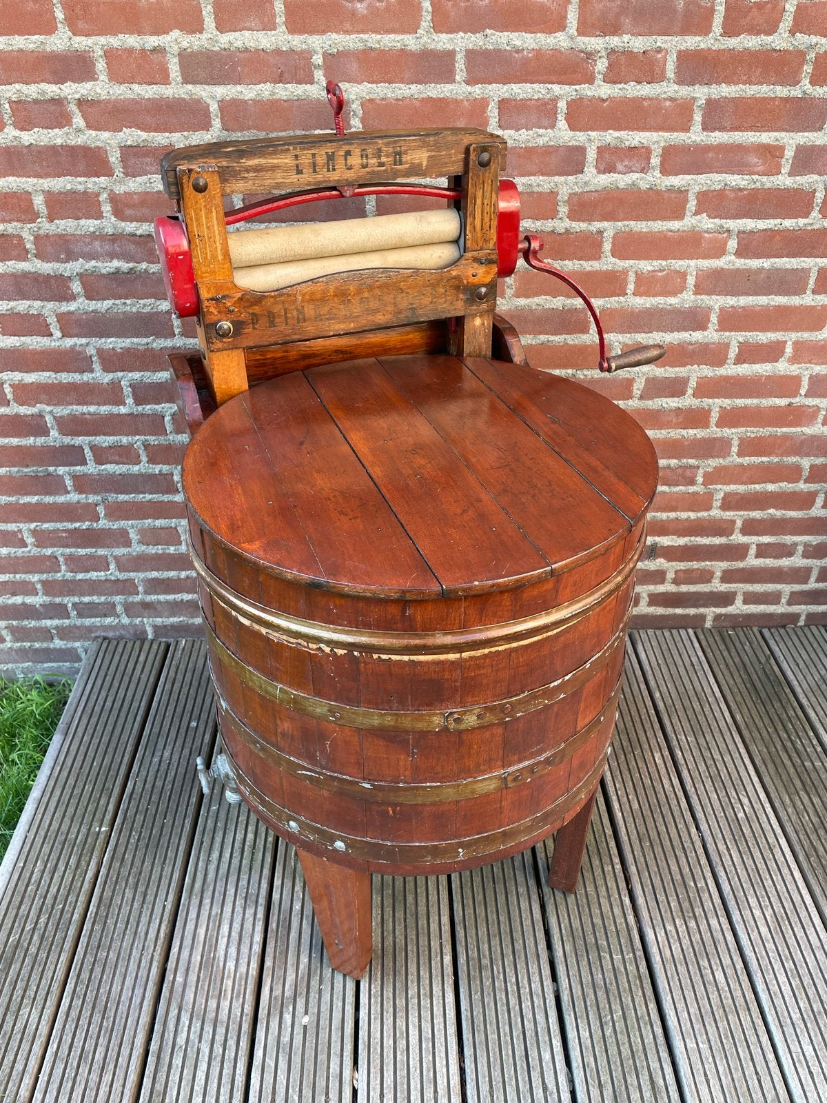 Antieke houten wasmachine met wringer - Lincoln, Antiek en Kunst, Antiek | Overige Antiek, Ophalen